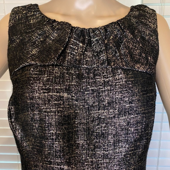 Ellen Tracy Black and Metallic Gold Sleeveless Midi Dress Size 8 VGC - Picture 2 of 5